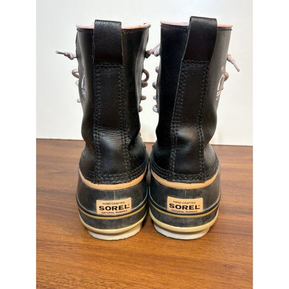 Sorel Insulated Winter Boots Womens Size 10 Black Pink Trim Waterproof - Picture 3 of 8